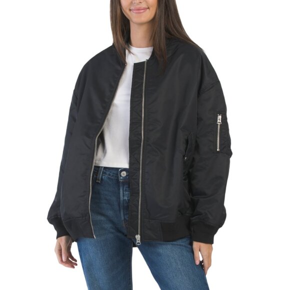 HUDSON Black Oversized Bomber Jacket - Picture 1 of 2